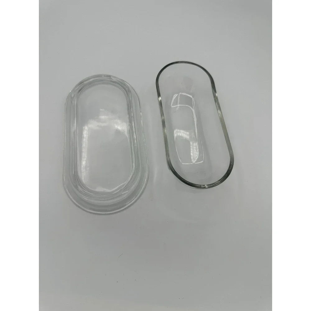 Vintage Oval / Oblong Clear Glass Butter Dish with Lid